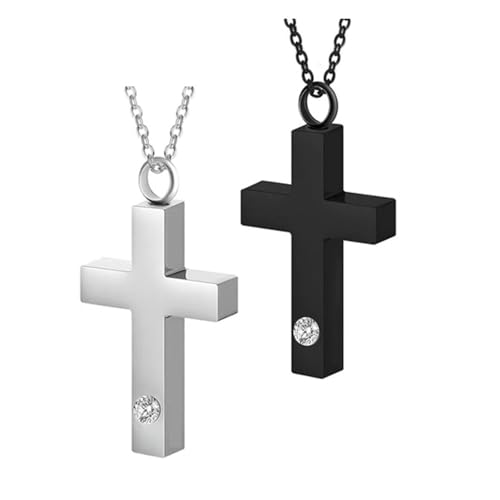 Gedenk-Halskette mit Urnen-Anhänger für Haustierasche-Halter, Andenken, Schmuck für Tierliebhaber und religiöse Gläubige, gekreuzte Urnenanhänger, 2 Stück Gedenk-Halskette mit Urnen-Anhänger für Haustierasche-Halter, Andenken, Schmuck für Tierliebhaber und religiöse Gläubige, gekreuzte Urnenanhänger, 2 Stück von Lodoot