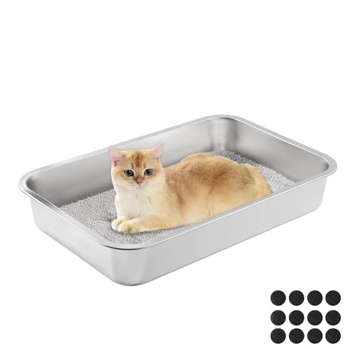 Lohofrnny Edelstahl Katzenklo, 60×40×10cm Große XXL Katzentoilette aus Edelstahl, Katzenklo Geruchsfrei für Großes Häschen und Große Katze, Leicht zu Reinigen, Anti-Rutsch Gummiboden Lohofrnny Edelstahl Katzenklo, 60×40×10cm Große XXL Katzentoilette aus Edelstahl, Katzenklo Geruchsfrei für Großes Häschen und Große Katze, Leicht zu Reinigen, Anti-Rutsch Gummiboden von Lohofrnny