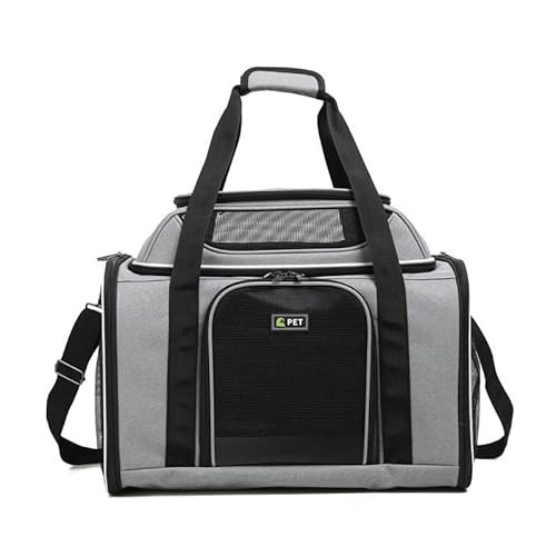 Lohofrnny Transporttasche Katze, Transportbox für Katze Hund, Katzentransporttasche, Faltbare Haustier Tragetaschen mit Schultergurt, Transportbox für Haustiere (Grau, L) von Lohofrnny