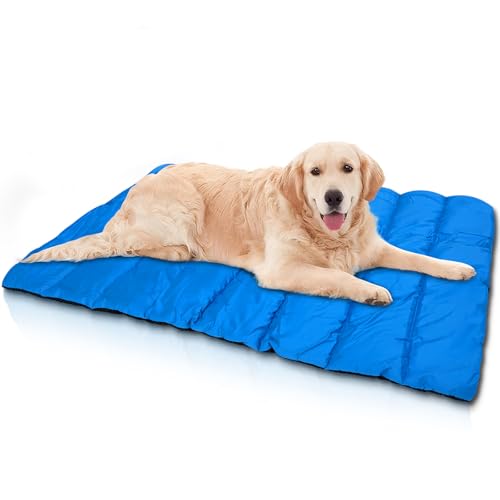 Lohofrnny wasserdichte Hundematte 110 x 68cm, Verdickung Komfort und Weiches Waschbares Reisedecke für Hunde, Faltbar Tragbare Hundekissen für Reise Camping Outdoor (Blau) von Lohofrnny