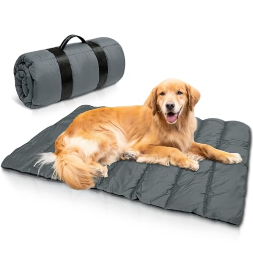 Lohofrnny wasserdichte Hundematte 110 x 68cm, Verdickung Komfort und Weiches Waschbares Reisedecke für Hunde, Faltbar Tragbare Hundekissen für Reise Camping Outdoor (Grau) von Lohofrnny