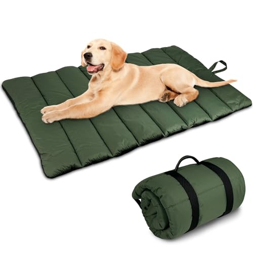 Lohofrnny wasserdichte Hundematte 110 x 68cm, Verdickung Komfort und Weiches Waschbares Reisedecke für Hunde, Faltbar Tragbare Hundekissen für Reise Camping Outdoor (Olivgrün) von Lohofrnny