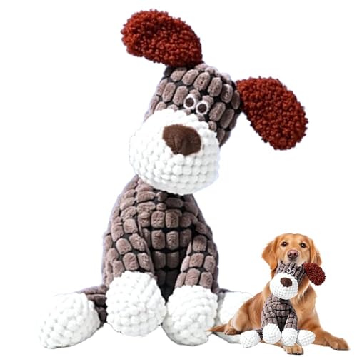 Loimol 25CM Hundespielzeug Unzerstörbar, Interaktives Plüsch Hundespielzeugs, Langlebiges Plüsch Hundespielzeug mit Quietscher, Hund Plüschtier, Gefüllte Hundekauspielzeug für Welpen (Brauner Hund) von Loimol