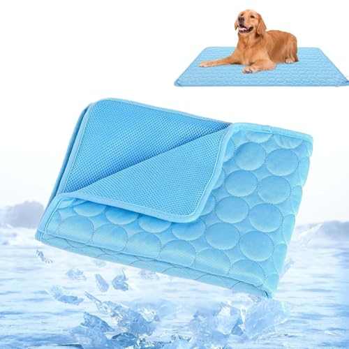 Nordseepfote Kühlmatte für den Sommer, Atmungsaktive kühldecke für Hunde und Katze mit 3D-Mesh, Faltbare Kühlunterlage für Drinnen & Draußen Waschbar & ohne Gel (Blau, S(50 * 40cm)) von Loimol