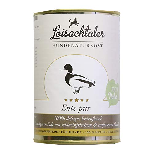 Loisachtaler Naturkost Ente pur 400g Hundefutter Nassfutter Lebensmittelqualität (6 x 400g) von Loisachtaler Naturkost Pur