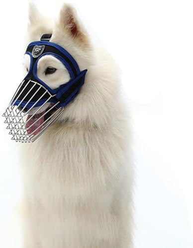 LoKori Atmungsaktiver Maulkorb aus Netzstoff, Maulkorb für Hunde mit verstellbarem Maulkorb, Maulkorb aus Nylon, Für Kleine Mittelgroße und Große Hunde, Verhindert Bellen, Beißen und Kauen (M,Blue) von LoKori