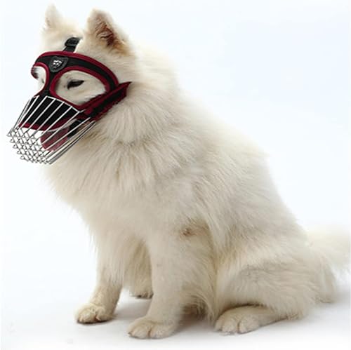 LoKori Atmungsaktiver Maulkorb aus Netzstoff, Maulkorb für Hunde mit verstellbarem Maulkorb, Maulkorb aus Nylon, Für Kleine Mittelgroße und Große Hunde, Verhindert Bellen, Beißen und Kauen (S,Red) von LoKori