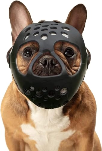 LoKori Französische Bulldogge Maulkorb, Maulkorb für Hunde mit kurzer Schnauze, Maulkorb für Hunde mit abgeflachter Schnauze-verstellbar, für kleine, mittelgroße und große Hunde (S) von LoKori