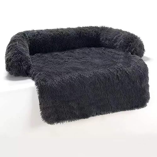 LoKori Hundesofa, beruhigende Hundematte Sofa, weiche abnehmbare Plüsch Couch mit Reißverschluss, Hundesofa Bett Hundesofa Schutz, für kleine und mittlere Hunde (XXS:60 * 50 * 15cm,Dark Gray) von LoKori