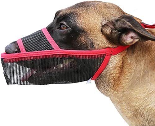 LoKori Nylon-Maulkorb Für Hunde, Maulkorb Hund, für große, mittelgroße und kleine Hunde, Maulkorb für Hunde Abgerundete Mesh, Verhindert Das Beißen, Kauen Und Bellen (XS,Red) von LoKori