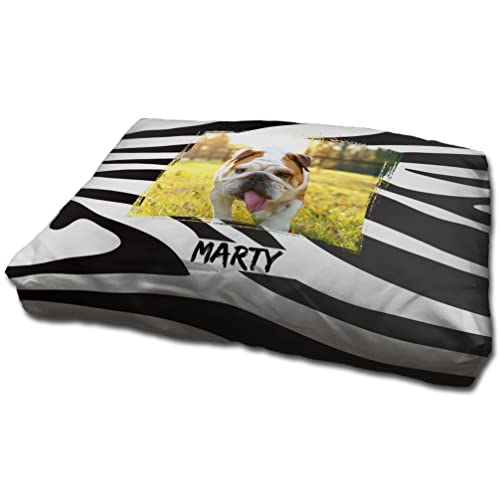 LolaPix Hundebett. Dog Bed. Personalisiert mit Name/Foto. Bett für große/Mittlere/Kleine Hunde. Waschbare Hundematratze und Abnehmbarer Bezug. CEBRA Foto von LolaPix