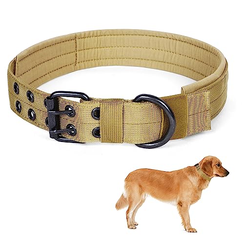Lollanda Hundehalsband Breit Nylon, Halsband Hund mit Gepolstert, Training Hundehalsbänder Verstellbare für kleine Mittlere Große Hunde (XL, Braun) von Lollanda