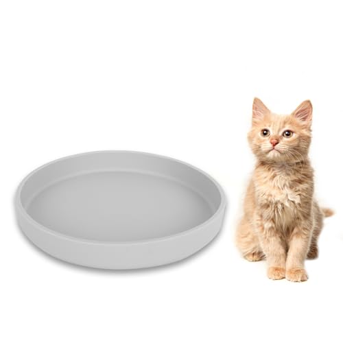 Lollanda -Futternapf für Katzen, Silikon Futterschale, Trinkschale oval, Silikonnapf breit für Trockenfutter und Nassfutter (18x2.5cm, Grau) von Lollanda