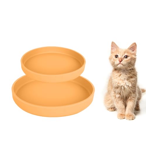 Lollanda -Futternapf für Katzen-2er Set,Silikon Futterschale,Trinkschale oval,Silikonnapf breit für Trockenfutter und Nassfutter （Kurkuma von Lollanda