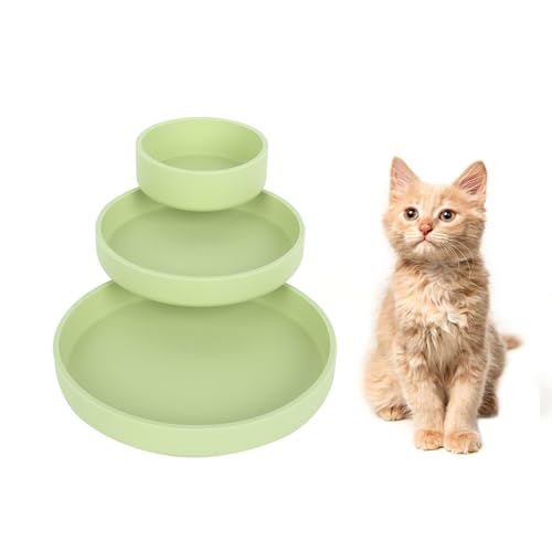 Lollanda -Futternapf für Katzen-3er Set,Silikon Futterschale,Trinkschale oval,Silikonnapf breit für Trockenfutter und Nassfutter (Hellgrün) von Lollanda