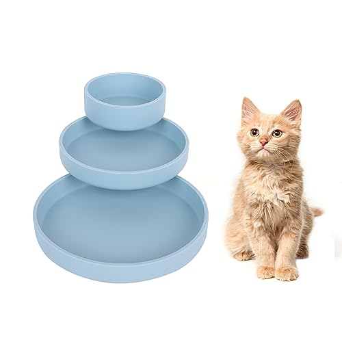 Lollanda -Futternapf für Katzen-3er Set,Silikon Futterschale,Trinkschale oval,Silikonnapf breit für Trockenfutter und Nassfutter (Blau) von Lollanda