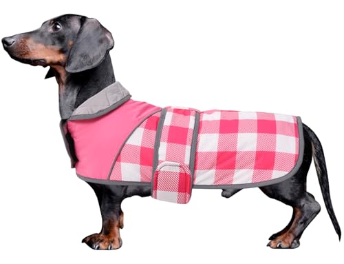Warmer, gesteppter Dackel-Wintermantel, rot, wasserdicht, Hundejacke mit reflektierenden Paspeln, verstellbaren Trägern, gemütliche Outdoor-Bekleidung für mittelgroße bis große Hunde, warme und Warmer, gesteppter Dackel-Wintermantel, rot, wasserdicht, Hundejacke mit reflektierenden Paspeln, verstellbaren Trägern, gemütliche Outdoor-Bekleidung für mittelgroße bis große Hunde, warme und von Lolytama
