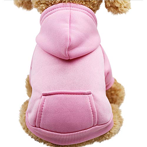 Chihuahua Hund Kleidung Mädchen Hund Sweatshirts Mit Kapuze Kleidung Mit Tasche Haustier Kleidung Polyester Haustier Kleidung Weihnachten Welpen Pullover (Rosa, L) von Lomhmn