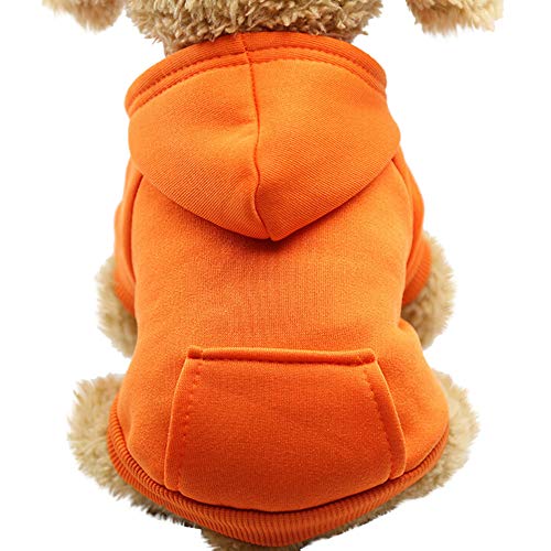 Chihuahua Hundekleidung Mädchen Hund Sweatshirts Mit Kapuze Kleidung Mit Tasche Haustier Kleidung Polyester Haustier Kleidung Weihnachten Welpen Pullover (Orange, S) von Lomhmn