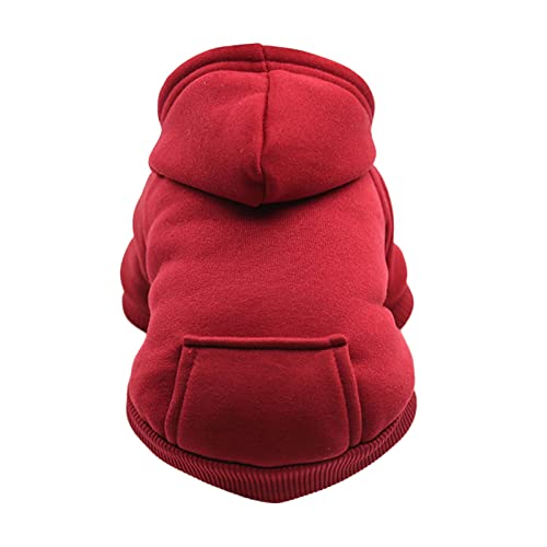 Pullover für Hunde Mädchen Herbst Hund Fleece Pullover Winter Hunde Warm Junge Medium Für Kleine Hoodie Welpen Mit Tasche Kleidung Haustierkleidung Pullover für kleine Hunde (Rot, S) von Lomhmn