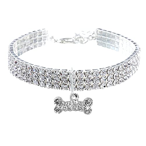Trendige Halsketten für Damen, Mini-Halsband, Strass-Halsband, niedlich, glitzernd, mit Initiale A (weiß, S) von Lomhmn