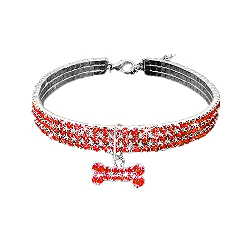 Trendige Halsketten für Damen, Mini-Halsband, Strass-Halsband, niedlich, mit Initiale A (rot, L) von Lomhmn