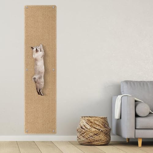 180,3 x 40,1 cm verdickter Katzen-Wand-Kletterteppich, extra große Katzen-Wandkratzmatte, hohe Wandmontage, Kletterkatzenkratzer mit 16 festen Nägeln für Innenmöbel, Couch, Sofaschutz (Kamel) von Lonepetu