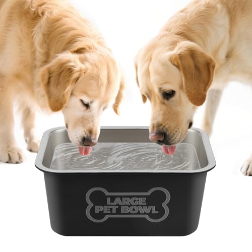3 Gallonen Großer Hund Wassernapf, Hohe Kapazität Edelstahl Hundenäpfe Indoor Outdoor Wassernapf für Hunde Metall Haustier Futter Schüssel für Mittlere Große Riesen Rasse Leicht zu Reinigen (Schwarz) von Lonepetu