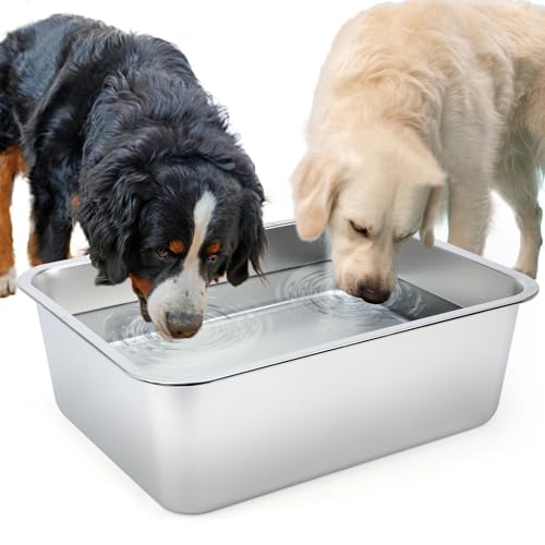 Großer Wassernapf für Hunde, Edelstahl, Metall-Hundenäpfe, große Kapazität, Haustier-Futternapf, Wassernapf für drinnen und draußen, universell für riesige Hunde, 45 x 35 x 15 cm Großer Wassernapf für Hunde, Edelstahl, Metall-Hundenäpfe, große Kapazität, Haustier-Futternapf, Wassernapf für drinnen und draußen, universell für riesige Hunde, 45 x 35 x 15 cm von Lonepetu
