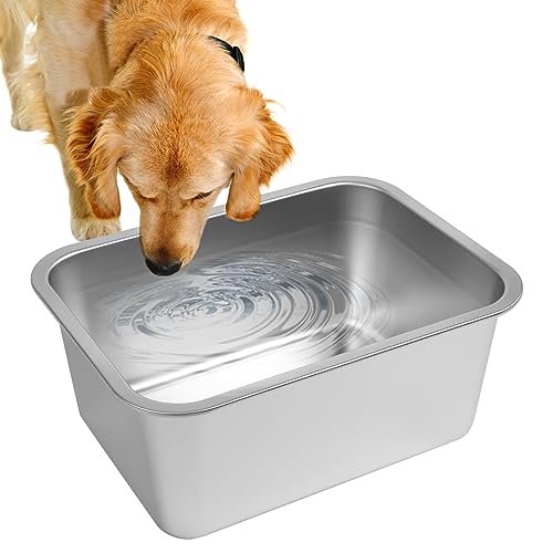 Lonepetu 3 Gallonen Großer Hund Wassernapf, Edelstahl Metall Hundenäpfe Große Kapazität Tierfutternapf Wassernapf für drinnen und draußen Universal für große & riesige Hunde von Lonepetu