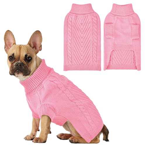 Lonepetu Großer Hundepullover – Rollkragenpullover für mittelgroße und große Hunde, warmer Thermo-Strickpullover für Herbst und Winter, lange Ärmel in Rosa Lonepetu Großer Hundepullover – Rollkragenpullover für mittelgroße und große Hunde, warmer Thermo-Strickpullover für Herbst und Winter, lange Ärmel in Rosa von Lonepetu