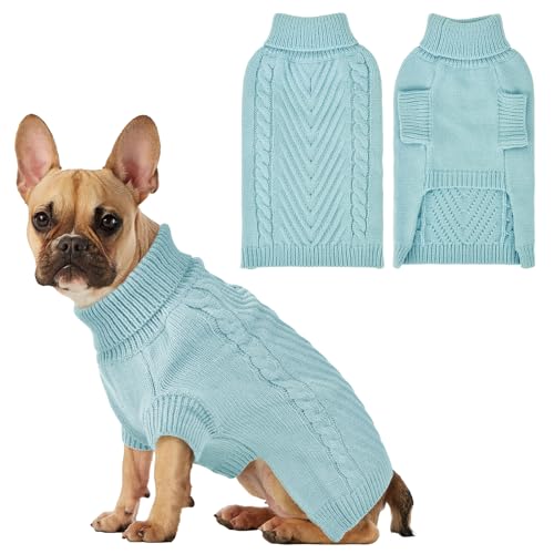 Lonepetu Großer Hundepullover – Thermo-Strick-Rollkragenpullover für mittelgroße und große Hunde, warme lange Ärmel, Blau, Größe S Lonepetu Großer Hundepullover – Thermo-Strick-Rollkragenpullover für mittelgroße und große Hunde, warme lange Ärmel, Blau, Größe S von Lonepetu