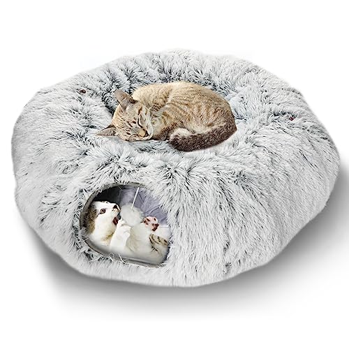 Lonepetu Plüsch-Katzentunnelbett für Indoor-Katzen, zusammenklappbarer Katzen-Donut-Tunnel mit zentraler Matte, flauschige Katzenhöhle mit hängendem Ball für Katze, Kätzchen, Welpen, Frettchen Lonepetu Plüsch-Katzentunnelbett für Indoor-Katzen, zusammenklappbarer Katzen-Donut-Tunnel mit zentraler Matte, flauschige Katzenhöhle mit hängendem Ball für Katze, Kätzchen, Welpen, Frettchen von Lonepetu