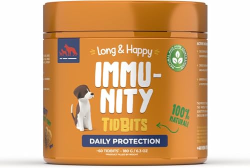 Long & Happy Immunity - Hundeleckerli Getreidefrei zur Unterstützung des Immunsystems - Mit Bierhefe, HMB und Baldrian - Für Verdauungssystem und Darm - Ergänzungsfuttermittel 180g - 60 Stück Long & Happy Immunity - Hundeleckerli Getreidefrei zur Unterstützung des Immunsystems - Mit Bierhefe, HMB und Baldrian - Für Verdauungssystem und Darm - Ergänzungsfuttermittel 180g - 60 Stück von Long & Happy