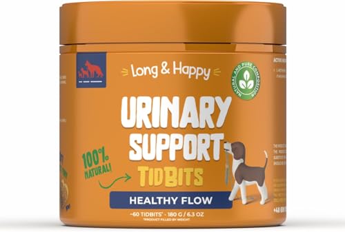 Long & Happy Tidbit Urinary Support - Ergänzungsfuttermittel für Hunde zur Unterstützung der Harnfunktion - Unterstützung der Hydratation - Hundeleckerli Getreidefrei - 60 Stück Long & Happy Tidbit Urinary Support - Ergänzungsfuttermittel für Hunde zur Unterstützung der Harnfunktion - Unterstützung der Hydratation - Hundeleckerli Getreidefrei - 60 Stück von Long & Happy