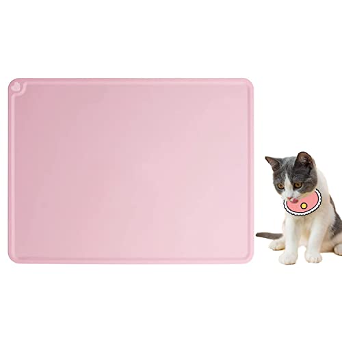 Longbest Pink Pet Feeding Mats Waterproof Anti Slip Silicone Dog Cat Food Tray Pad Dish Bowl Placemat Insulation mat Pet Supplies Bonus Pet Bib von Longbest