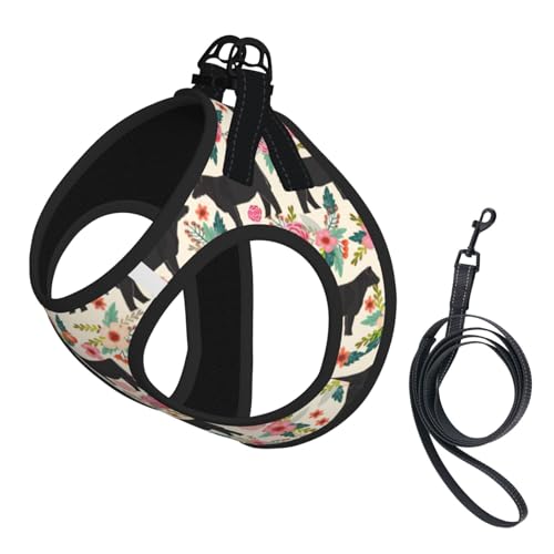 Hundegeschirr und Leine, Design: Lenker, Kühe und Rinder, atmungsaktiv, verstellbar, ausbruchsicher, für Hunde, Katzen, Rosa von Longzehao