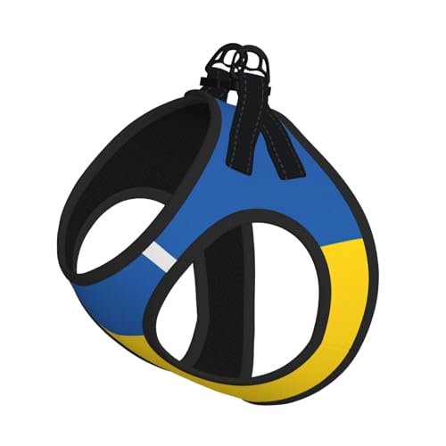 Hundegeschirr und Leine, Motiv: Flagge der Ukraine, atmungsaktiv, verstellbar, ausbruchsichere Weste für Hunde, Katzen von Longzehao