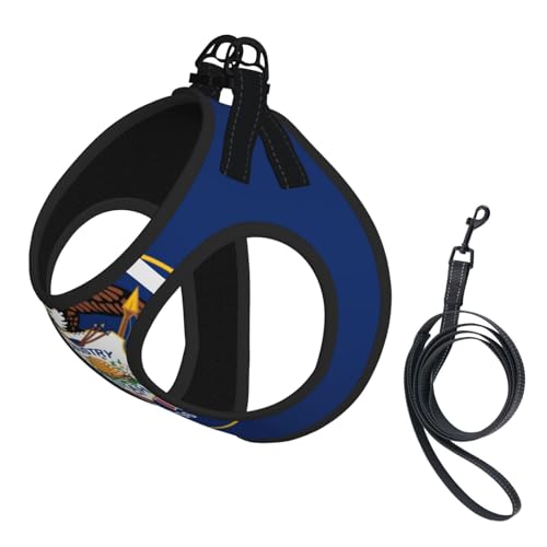 Hundegeschirr und Leine, Set mit Utah-Flagge, atmungsaktiv, verstellbar, ausbruchsichere Weste für Hunde, Katzen von Longzehao