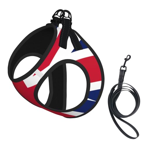 Hundegeschirr und Leine mit britischer Flagge, atmungsaktiv, verstellbar, ausbruchsichere Weste für Hunde, Katzen von Longzehao