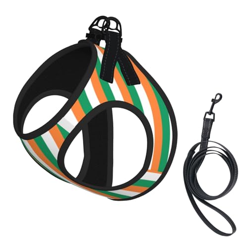 Hundegeschirr und Leine mit irischer Flagge, atmungsaktiv, verstellbar, ausbruchsicher, Weste für Hunde, Katzen von Longzehao