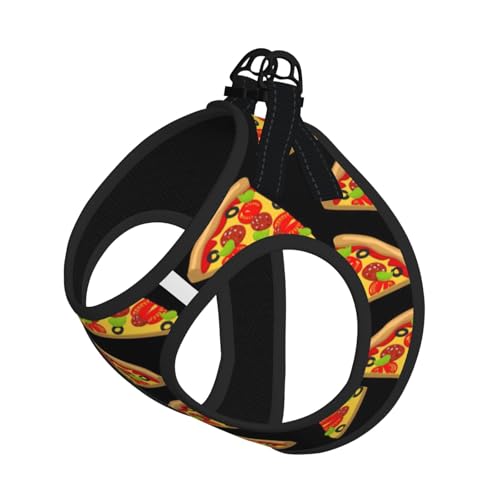 Tasty Hundegeschirr und Leine mit Pizza-Druck, atmungsaktiv, verstellbar, ausbruchsichere Weste für Hunde, Katzen von Longzehao