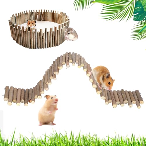 Longzhuo Hamster-Holzzaun, Hamster-Spielzeug, Rattenleiter-Brücke, Hamster-Kauspielzeug, Spielzeug-Holzleiter, natürliches Versteck mit Rollenzähnen, Molarenübungen für Maulwurfhäuschen, Kleintiere von Longzhuo