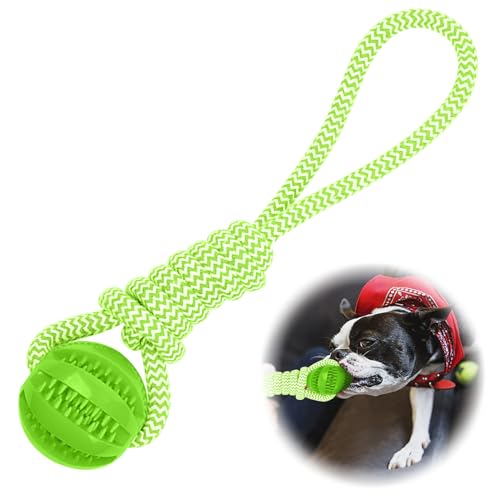 Wurfball mit Seil, Kauspielzeug für interaktiven Spaß im Freien, für Hunde Aller Größen, für Land Und Wasser, Hundetraining, Werfen, Fangen & Spielen (Grün) von Lonimia