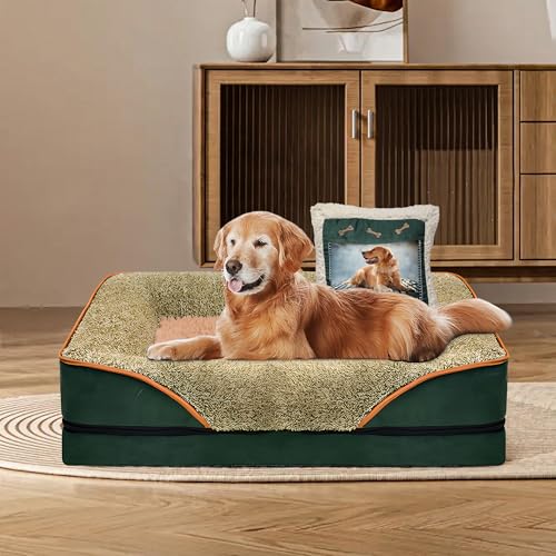 LoomyLife Hundebett für große Hunde mit 1 Kissenbild, Hunde-Couch-Sofa, orthopädische Hundebetten mit Memory-Schaum, wasserdicht, abnehmbar, waschbar, rutschfeste Unterseite, Grün, 101,6 x 61 x 16,5 LoomyLife Hundebett für große Hunde mit 1 Kissenbild, Hunde-Couch-Sofa, orthopädische Hundebetten mit Memory-Schaum, wasserdicht, abnehmbar, waschbar, rutschfeste Unterseite, Grün, 101,6 x 61 x 16,5 von LoomyLife