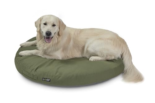 Loop grünes, rundes orthopädisches Hundekissen für große Hunde, rundes Hundebett, wasserfester Boden und Antirutsch-Noppen, nachhaltig aus Upcycling-Kreislauf 'KUSCHELINSEL' Loop grünes, rundes orthopädisches Hundekissen für große Hunde, rundes Hundebett, wasserfester Boden und Antirutsch-Noppen, nachhaltig aus Upcycling-Kreislauf 'KUSCHELINSEL' von Loop