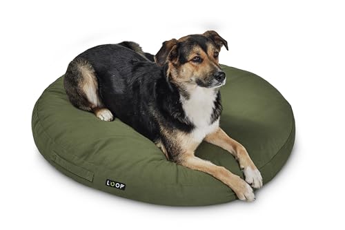 Loop grünes, rundes orthopädisches Hundekissen für mittelgroße bis große Hunde, rundes Hundebett, wasserfester Boden und Antirutsch-Noppen, nachhaltig aus Upcycling-Kreislauf 'KUSCHELINSEL' Loop grünes, rundes orthopädisches Hundekissen für mittelgroße bis große Hunde, rundes Hundebett, wasserfester Boden und Antirutsch-Noppen, nachhaltig aus Upcycling-Kreislauf 'KUSCHELINSEL' von Loop