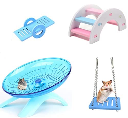 4 Stück entzückendes Spielzeug für Hamster,Laufteller für Chinchillas, Degus und Ratten,Regenbogenbrücke und Schaukel zum Klettern und Spielen, Spielzeug für kleine Haustiere von Loopunk