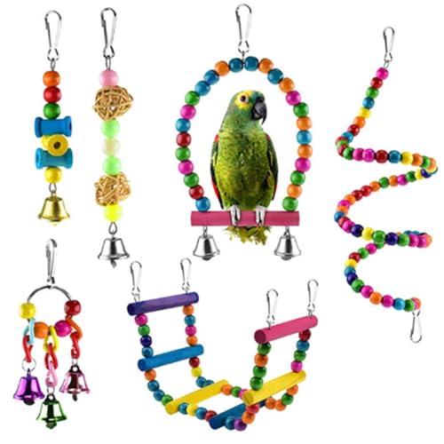 6 Stück Bunte Spielzeug für Papageien, Sitzstangen für Papageien, Schaukel zum Aufhängen,Vogel Papagei Schaukel Spielzeug mit Glocken. 6 Stück Bunte Spielzeug für Papageien, Sitzstangen für Papageien, Schaukel zum Aufhängen,Vogel Papagei Schaukel Spielzeug mit Glocken. von Loopunk