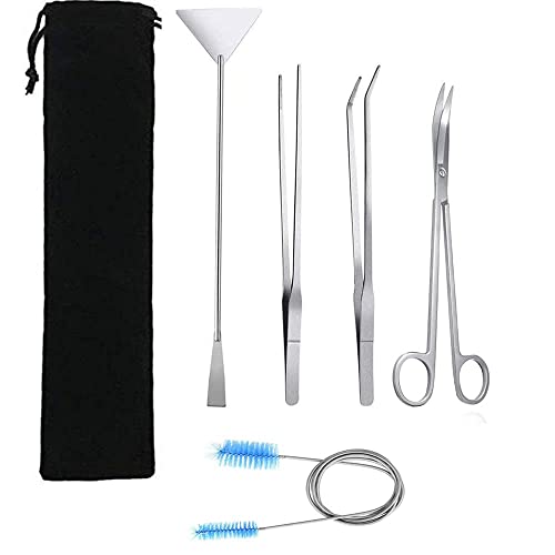 Aquarium Aquascaping Set, 5 Stück Edelstahl Aquarium Werkzeug Pflegeset Pinzetten Schere Spatel Werkzeug Fisch Starter Kits Aquarienpflanzenkies Reinigen für Aquarium Starter Tools von Loopunk